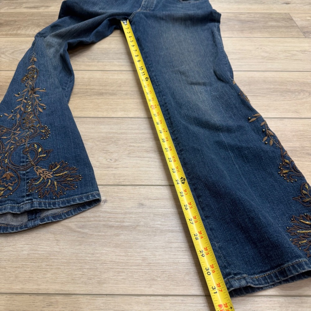 Lauren Ralph Lauren Embroidere Bootcut Blue Jeans Medium Wash Western Size 10 - Picture 12 of 14